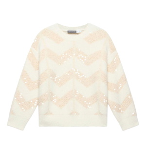 Mint Velvet Cream Zig Zag Sequin Jumper